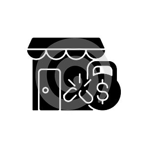 Small business debt relief black glyph icon