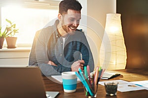 Small business entrepreneur at work in his office photo