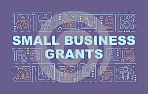 Small business grants support word concepts purple banner