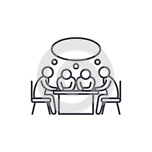 Small business meeting line icon concept. Small business meeting vector linear illustration, symbol, sign