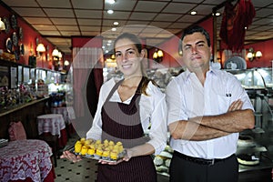 Small business: owner of a cafe and waitress