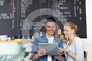 Small business owners in coffee shop