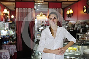 Small business: proud female owner of a cafe