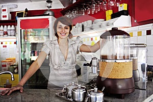 Small business: proud owner or waitress photo