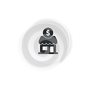 Small business shop icon flat. Store Expenditure. Vector on a white background. EPS 10