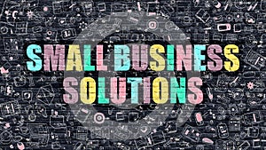 Small Business Solutions Concept with Doodle Design Icons.