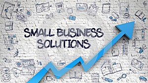 Small Business Solutions Drawn on Brick Wall.