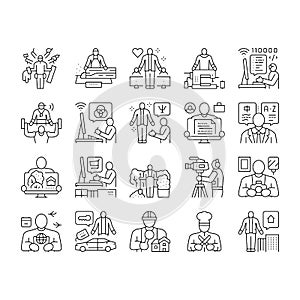 Small Business Worker Occupation Icons Set Vector