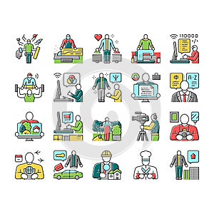 Small Business Worker Occupation Icons Set Vector