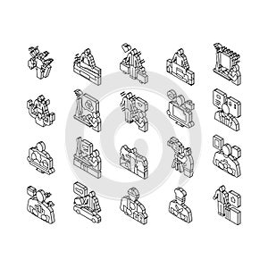 Small Business Worker Occupation isometric icons set vector