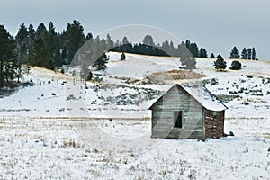 Small cabin sits on the hillside