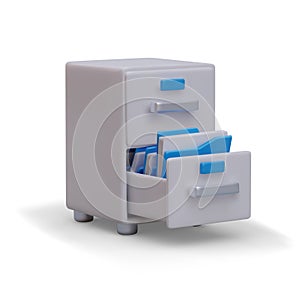 Small cabinet for business document secret. Data storage and filing cabinet concept
