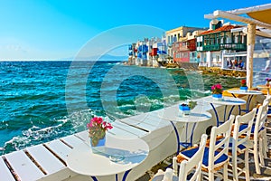 Small cafe by the sea in Mykonos photo