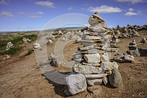 A small cairn at the Arctic Circle in Norway
