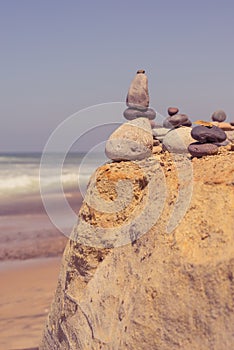 Small Cairns by the Ocean