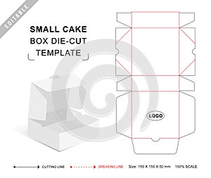 Small cake box die cut template, packaging die cut template, 3d box, keyline