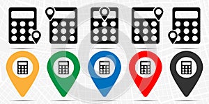 Small calculator icon in location set. Simple glyph, flat illustration element of education theme icons