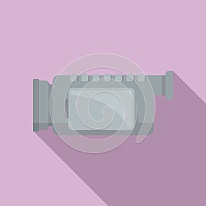 Small camcorder icon flat vector. Video camera