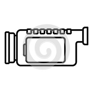 Small camcorder icon outline vector. Video camera