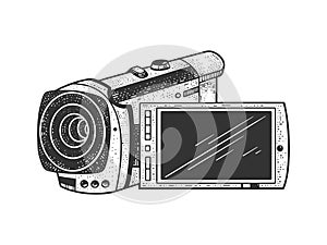 Small camcorder sketch vector illustration