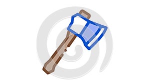 Small Camping Ax Icon Animation