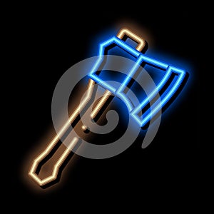 Small Camping Ax neon glow icon illustration