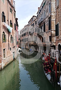 Small Canal with Gondola Venice Italy