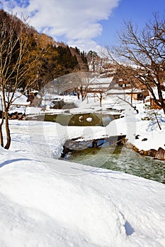 Small Canal Surrounded with Snow
