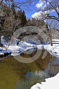 Small Canal Surrounded with Snow