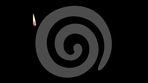 A small candle flame in motion on a black background
