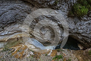 small canyon with rushing water