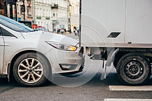 Small car accident, toned