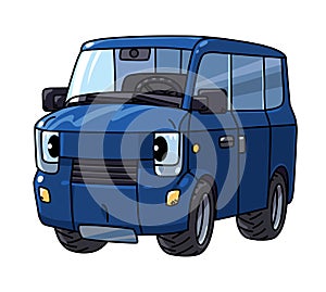 Small car with eyes. Mini van vector illustration