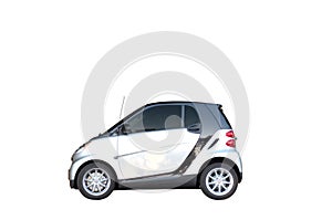 Small car on white with clipping path