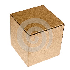 Small cardboard box isolated on white background