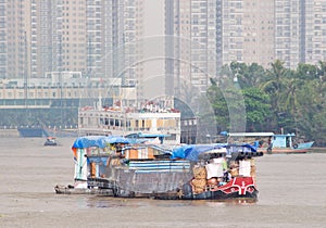 Small cargo vessel on Saigon River