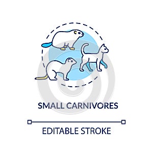 Small carnivores concept icon. Wild and domestic animals. Food chain predators. Land ecosystem idea thin line