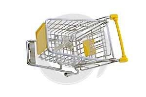 Small cart with a key on a white background