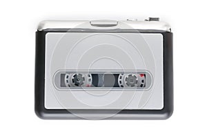 Small cassette player isolated on white with clipping path