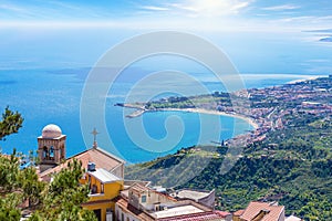 Church Chiesa Madre in Castelmola above Taormina, Sicily Island, Italy photo