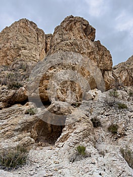 Small Cave At The Base Of Rock Formation In Big Bend