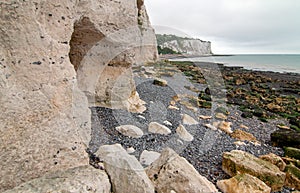 Small cave at White Cliffs of Dover in England