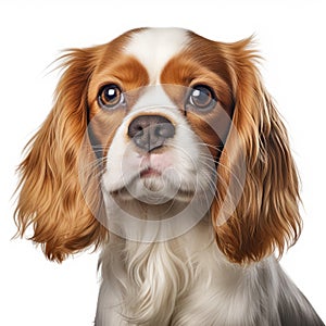 Digital Portrait Of Cavalier King Charles Spaniel With Lively Facial Expressions photo