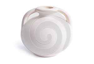 Small ceramic amphora isolated on white background