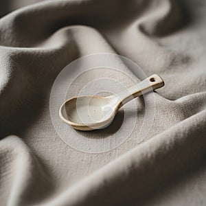 A small ceramic spoon rests on