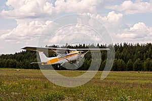 Small cessna plane in the sky