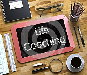 Small Chalkboard with Life Coaching. 3D Render.