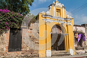 Small chapel on Calle de los pasos street in Antigua Guatemala town, Guatemal photo