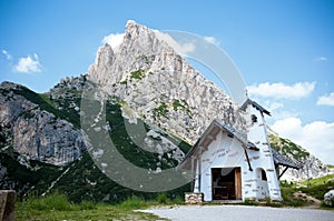 Small chapel in Dolomites near Cortina photo