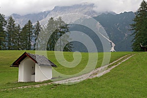 Small chapel in mountains